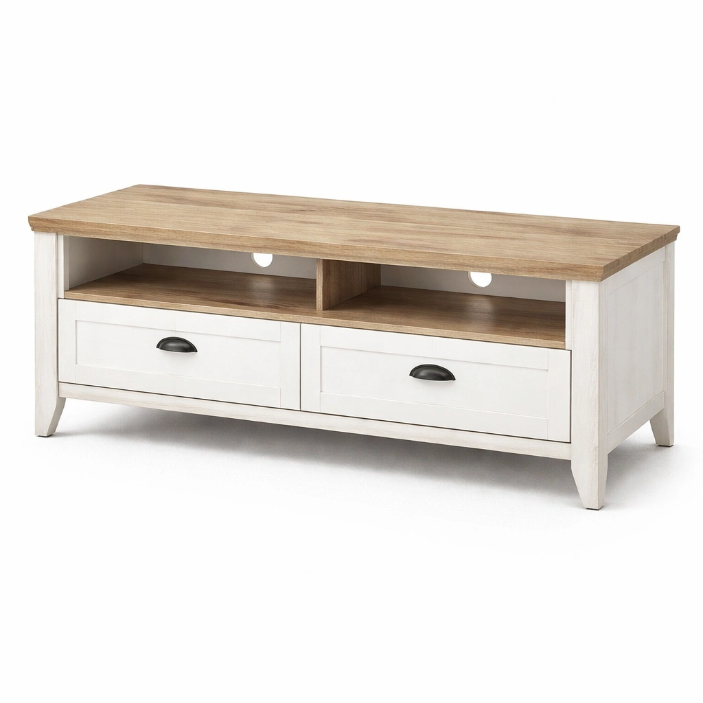 TV Lowboard Weiss Holzoptik-hometava